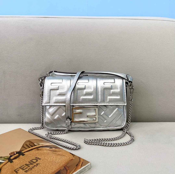 Fendi 8BS017 Baguette Mini Silver leather bag