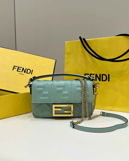 Fendi 8BS017 Baguette Mini Light green leather bag