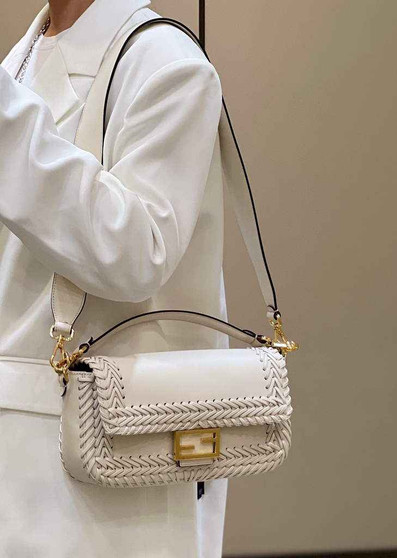 Fendi 8BR600 Baguette White leather bag