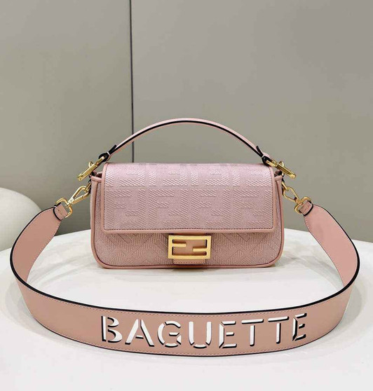 Fendi 8BR600 Baguette Pink FF canvas bag