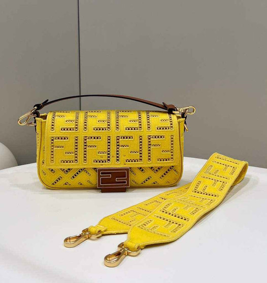 Fendi 8BR600 Baguette Jacquard FF bag Yellow