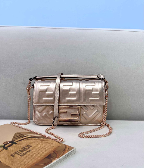 Fendi 8BS017 Baguette Mini Rose Gold leather bag