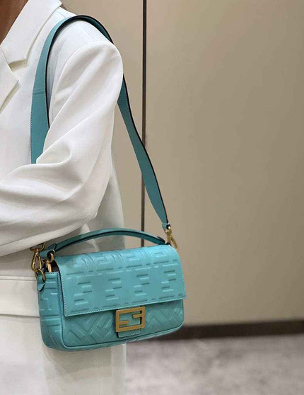 Fendi 8BR600 Baguette Mint green nappa leather bag