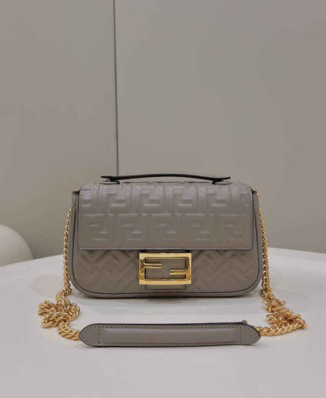 Fendi 8BS017 Baguette Mini Gray leather bag