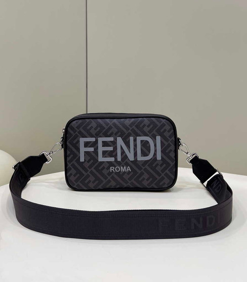 Fendi Camera Case Black FF fabric bag 7M0286