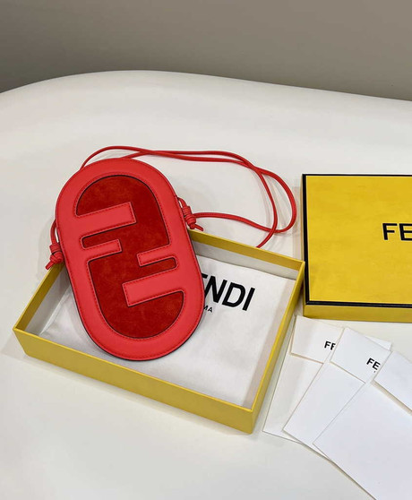 Fendi O’Lock Phone Pouch 7AS055 Orange leather pouch