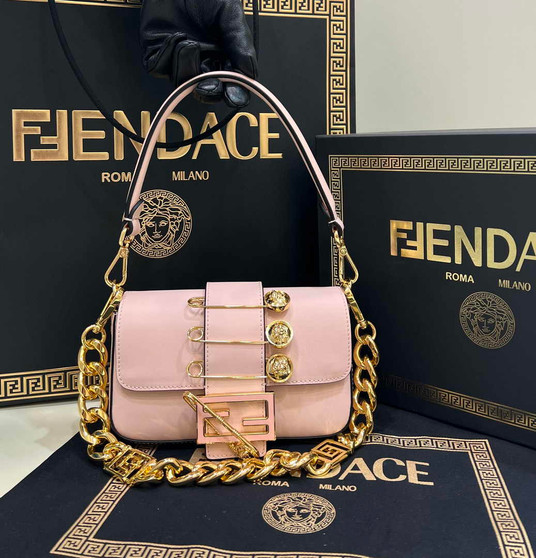 Fendi x Versace Fendace Brooch Baguette NM Bag 8BS066 Pink