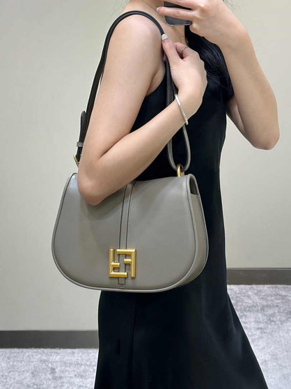 Fendi Cmon Medium 8BT366 Shoulder gray smooth leather Bag