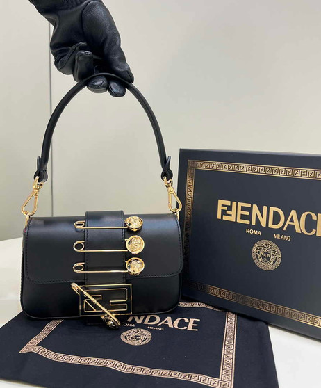Fendi x Versace Fendace Brooch Baguette NM Bag 8BS066 Black