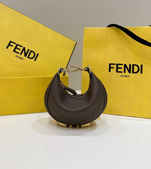 Fendi Nano Fendigraphy 7AS089 Coffee leather charm 80059S