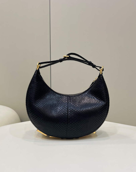 Fendi Fendigraphy Small black snake leather bag 8BR798