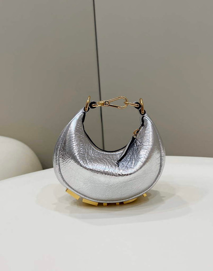 Fendi Nano Fendigraphy 7AS089 Silver leather charm