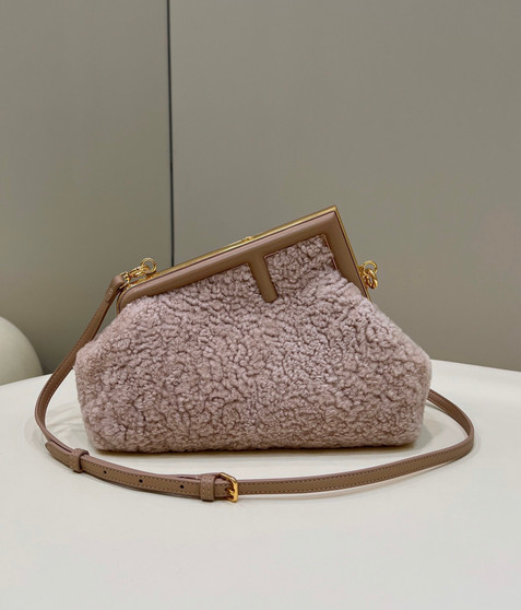 Fendi First Small 8BP129 Pink sheepskin bag