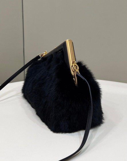 Fendi First Small 8BP129 Black fox fur bag