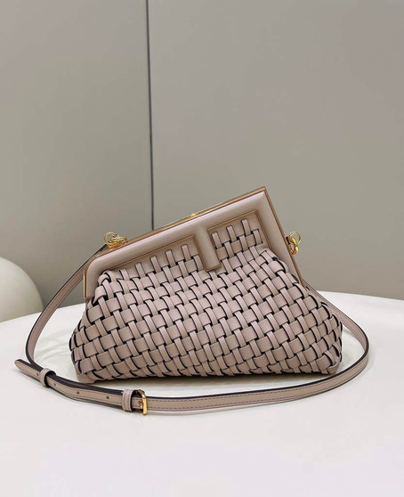 Fendi First Small 8BP129 Beige braided leather bag