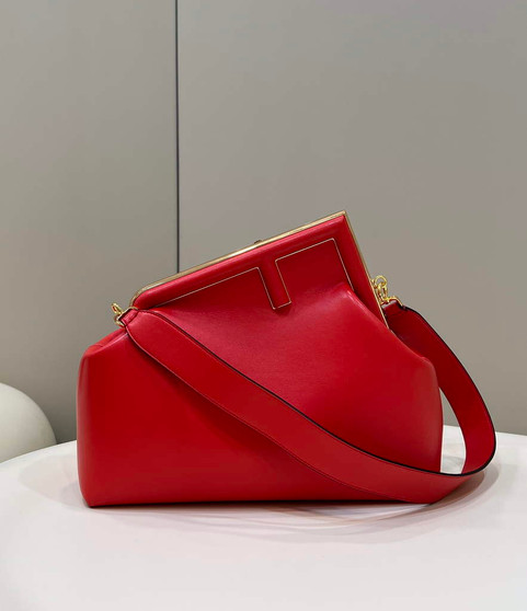 Fendi First Medium 8BP127 Red leather bag