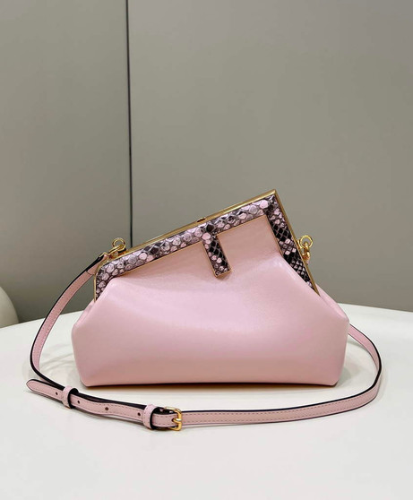 Fendi First Small 8BP129 Pink leather and python leather bag
