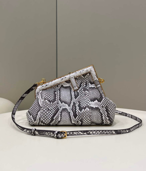 Fendi First Small 8BP129 Gray python leather bag
