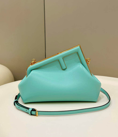 Fendi First Small 8BP129 Blue Green leather bag