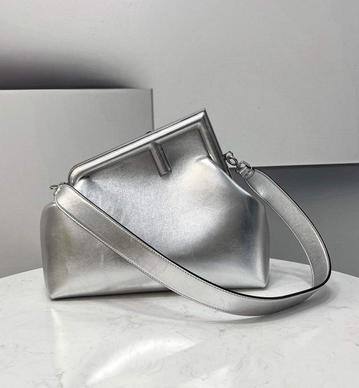 Fendi First Medium 8BP127 Silver leather bag