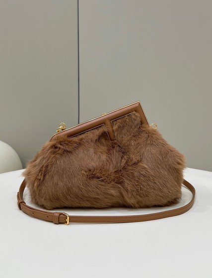 Fendi First Small 8BP129 Brown fox fur bag
