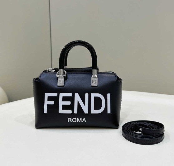 Fendi 8BS067 By The Way Mini Small Boston bag in black leather