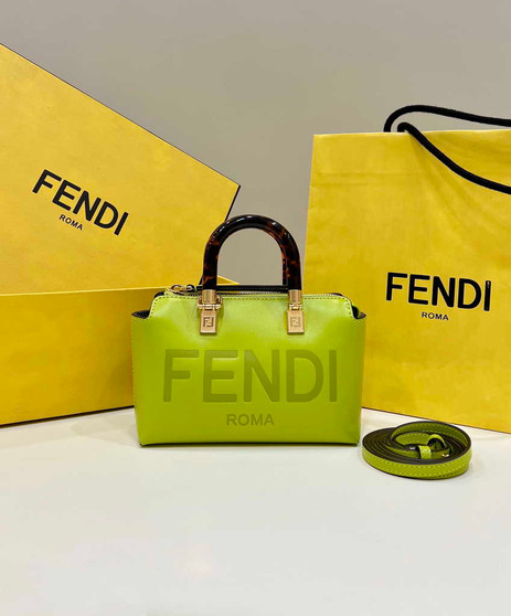 Fendi 8BS067 By The Way Mini Small Acid green leather Boston bag