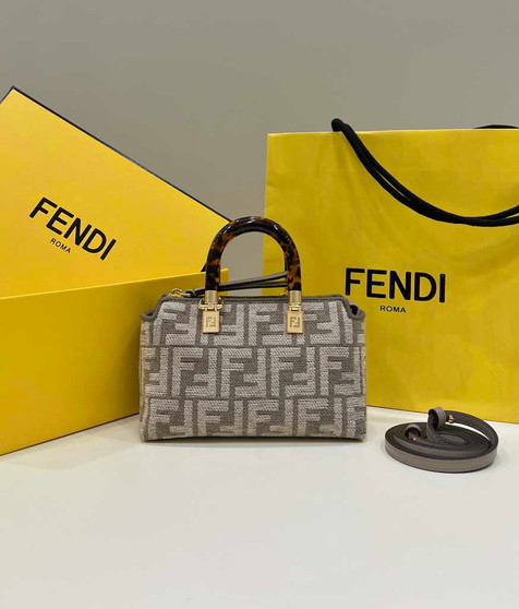 Fendi 8BS067 By The Way Mini Small gray FF Boston bag