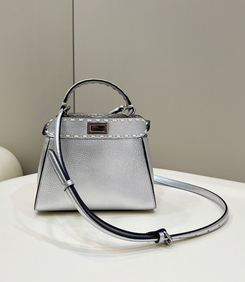 Fendi Peekaboo Mini Selleria Bag 8BN244 Silver
