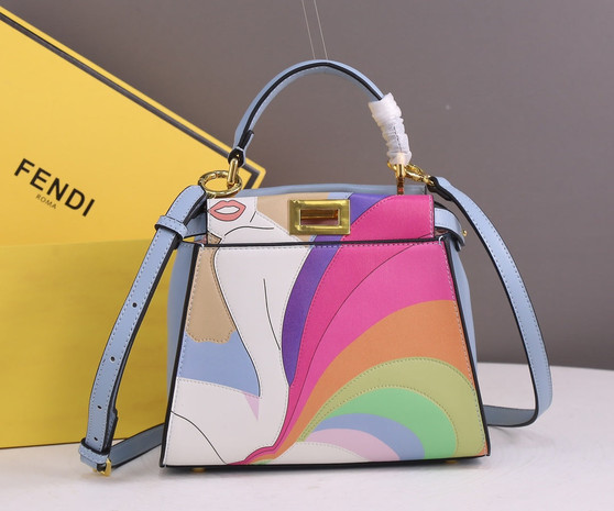 Fendi 8BN244 Peekaboo Mini Selleria Bag Blue
