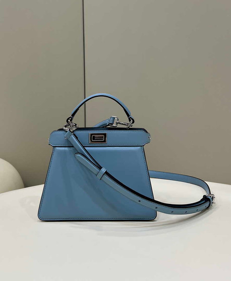Fendi 8BN335 Peekaboo ISeeU Petite Padded Nappa Leather Bag Blue