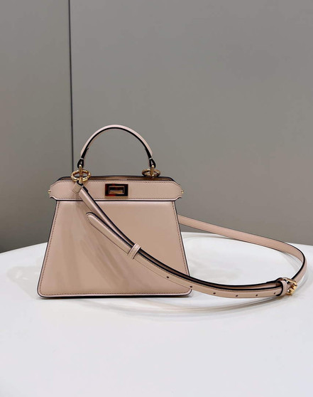 Fendi 8BN335 Peekaboo ISeeU Petite Padded Nappa Leather Bag Dark Beige