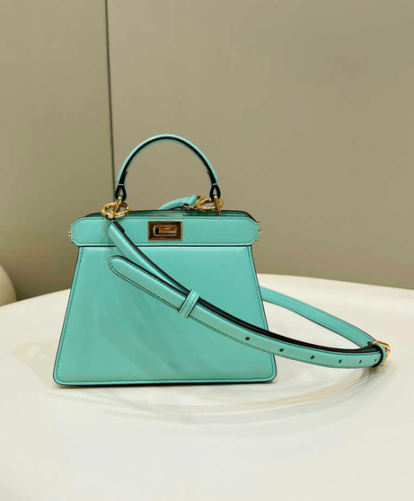 Fendi 8BN335 Peekaboo ISeeU Petite Padded Nappa Leather Bag Blue Green