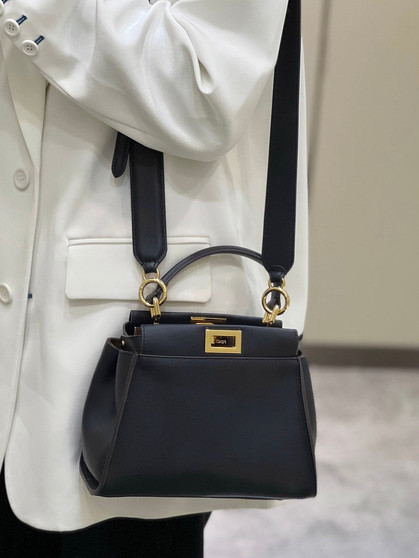 Fendi 8BN244 Peekaboo Mini Navy Blue leather bag 2125CS