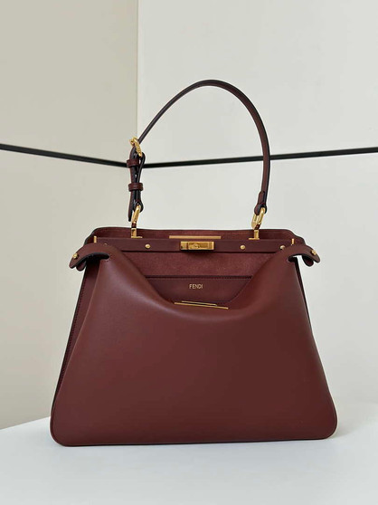 Fendi Peekaboo Soft Medium Brown Leather Bag 8BN353