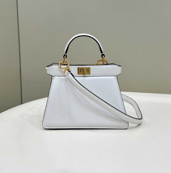Fendi 8BN335 Peekaboo ISeeU Petite Padded Nappa Leather Bag White