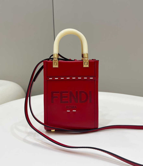 Fendi Mini Sunshine Shopper Red leather mini-bag 8BS051