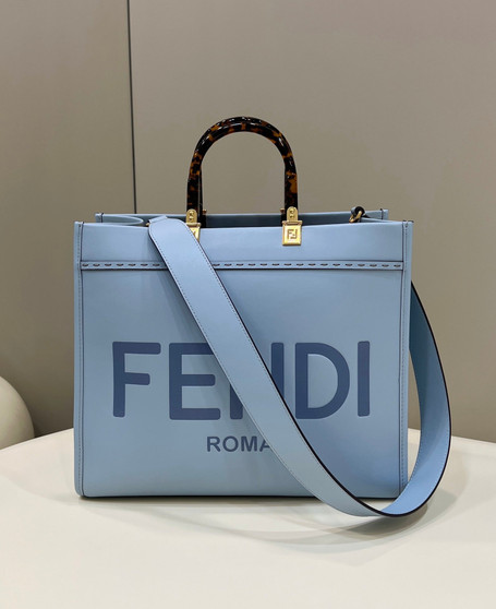 Fendi Sunshine Medium Bag Blue leather shopper 8BH386