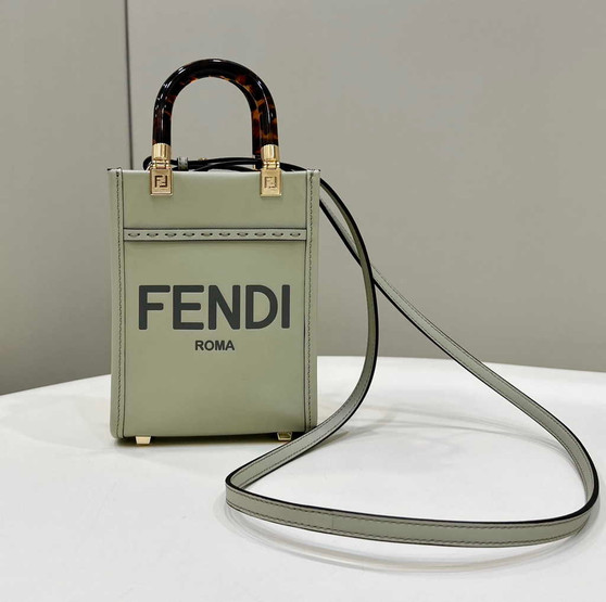 Fendi Mini Sunshine Shopper green leather mini-bag 8BS051