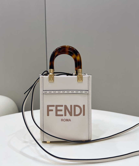 Fendi Mini Sunshine Shopper white leather mini-bag 8BS051