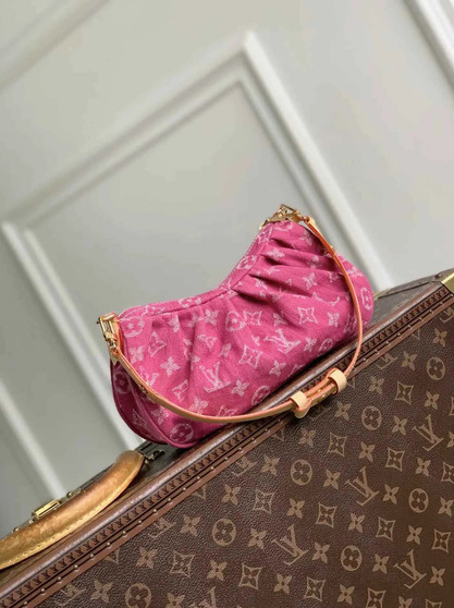 Louis Vuitton Pochette Valley Bag M28327 Monogram Fuchsia Denim