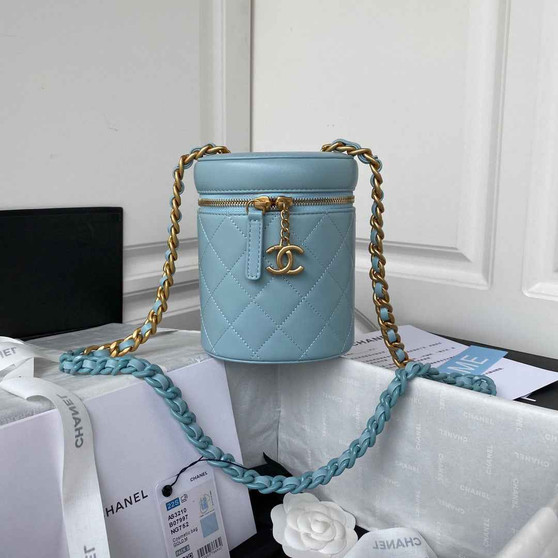 Chanel AS3210 Small Vanity Case Lambskin gold-tone Blue