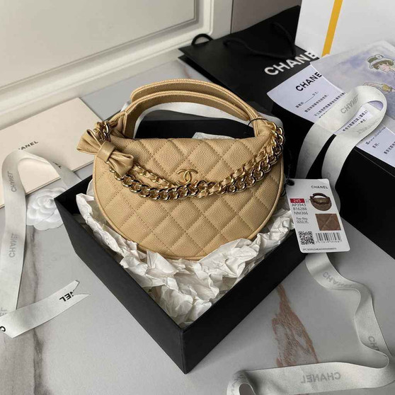 Chanel pouch grained shiny calfskin & gold-tone metal, AP3943 apricot - Default Title - View 1