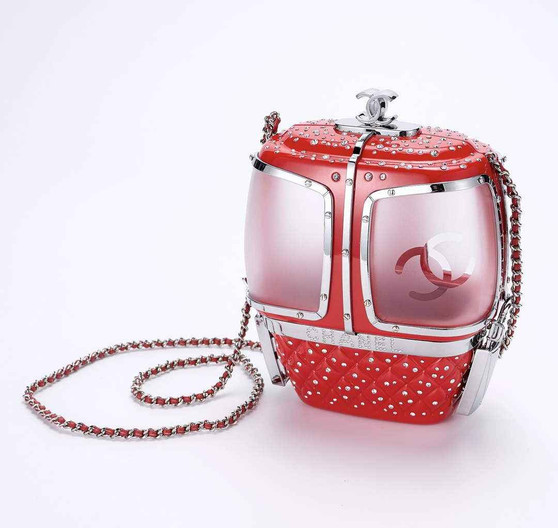 Chanel Red And Silver Strass, Lucite AS1200 Enamel Evening Bag - Default Title - View 1
