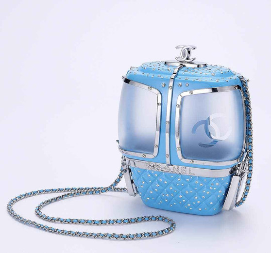Chanel Blue And Silver Strass, Lucite AS1200 Enamel Evening Bag - Default Title - View 1