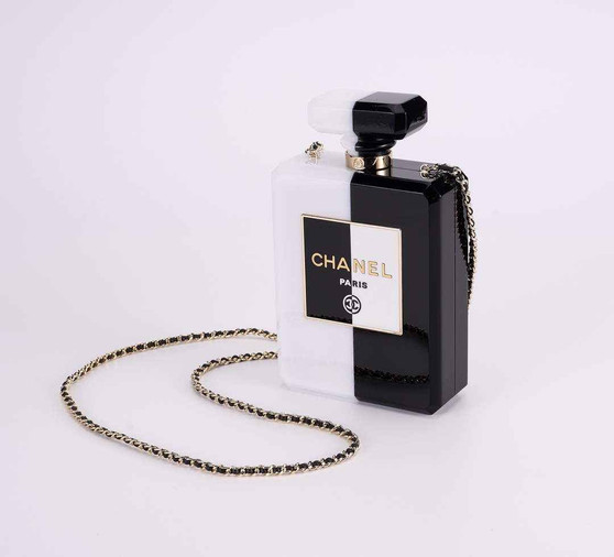 Chanel White Black Plexiglass Perfume Bottle Clutch C2786 - Default Title - View 1