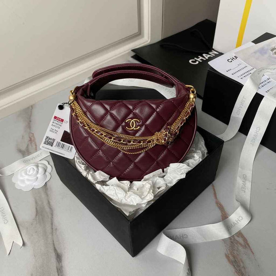 Chanel Pouch AP4058 Dark Burgundy Shiny crumpled calfskin - Default Title - View 1