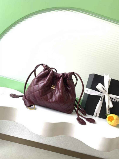 Chanel Clutch with leather strap, AP5228 Lambskin wine red - Default Title - View 1