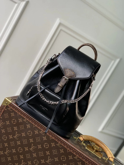 Louis Vuitton Montsouris Vibe PM Bag, M12587 Black Lambskin leather
