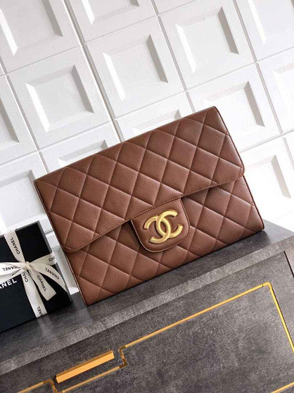 Chanel Large clutch,  Shiny crumpled calfskin, AP4944 brown - Default Title - View 1